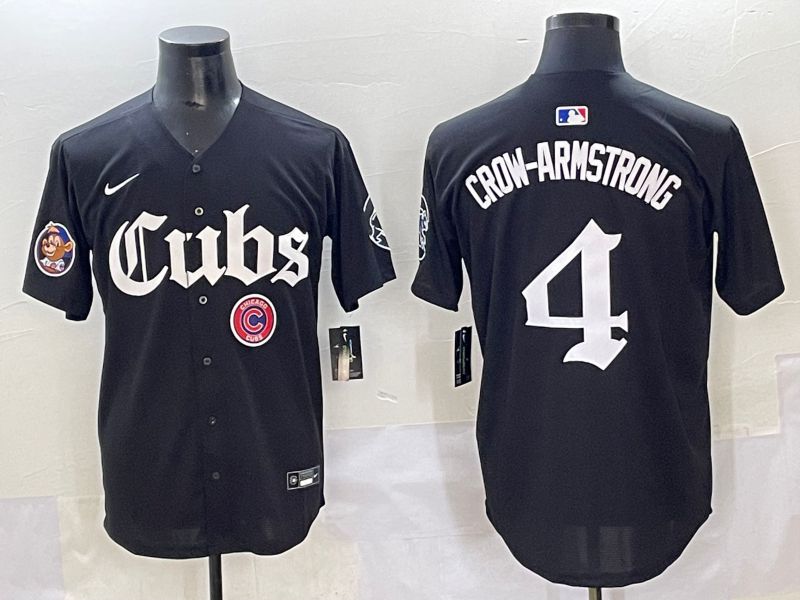 Men 2025 Chicago Cubs #4 Crow-Armstrong Black Five generations Joint Name Nike MLB Jersey style 18